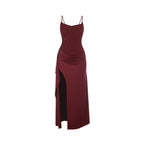 Strap Textured Split Dress High Waist Slim Fit