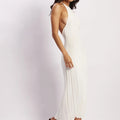 Knit Pleated Dress For Women With Three Dimensional Texture And High Waist