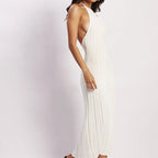 Knit Pleated Dress For Women With Three Dimensional Texture And High Waist