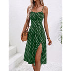 Polka Dot Print Sexy Split Long Dress