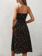 Polka Dot Print Sexy Split Long Dress