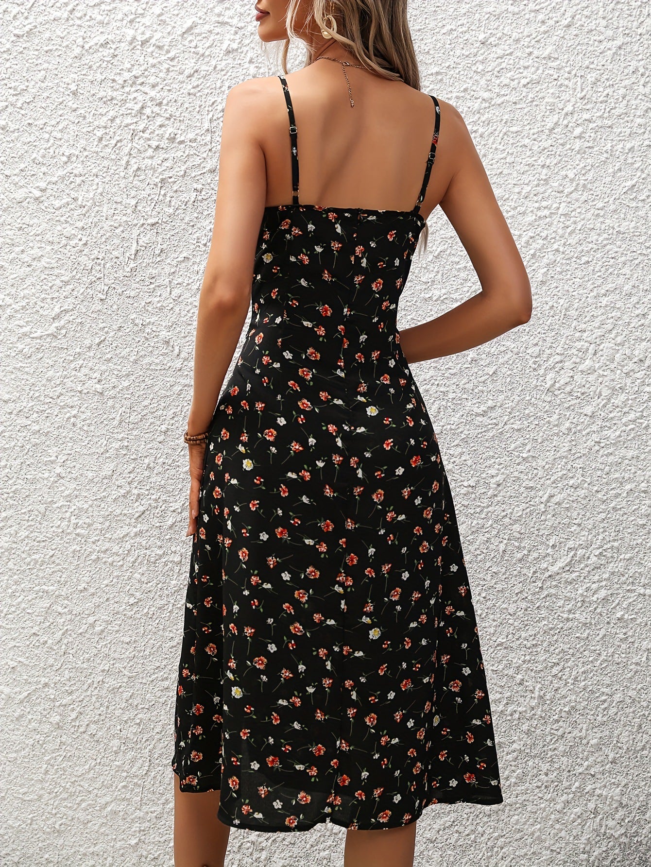 Polka Dot Print Sexy Split Long Dress
