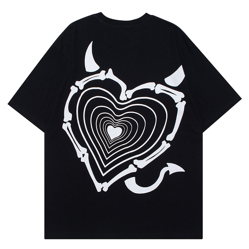 Love Print Tee For Couples, Relaxed Fit Round Neck