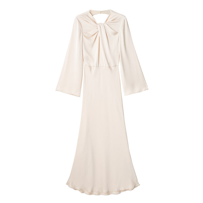Women's Backless Satin Textured Dress