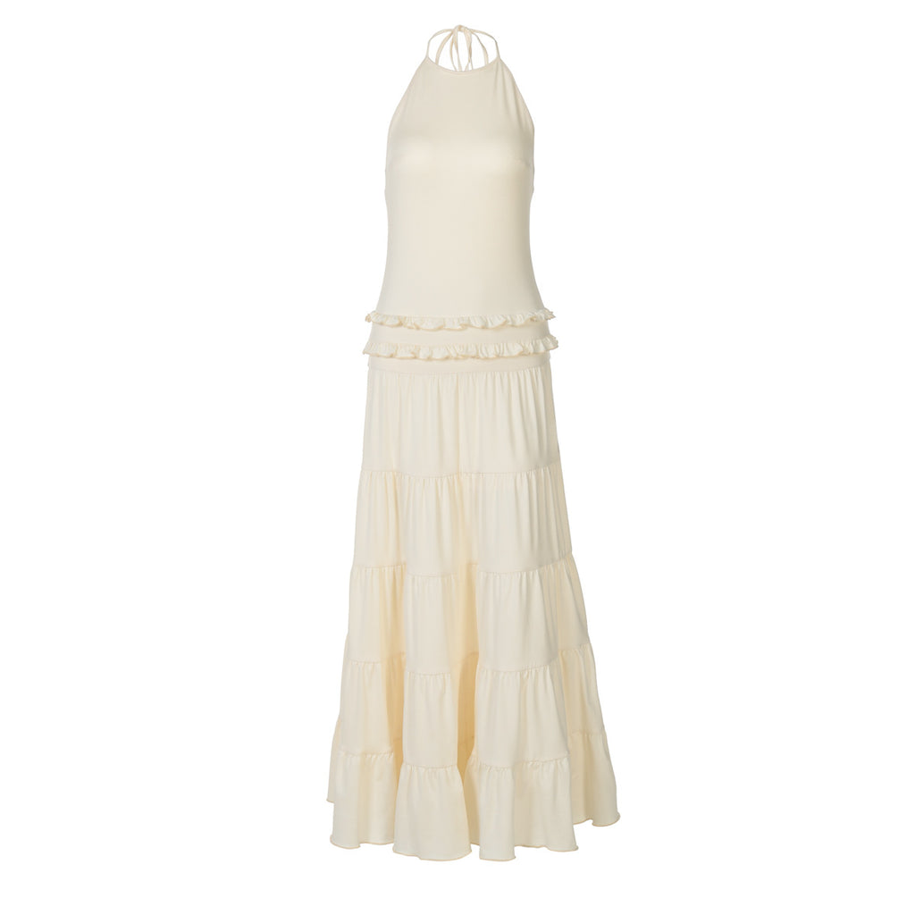 Backless Halter Pleated Dress