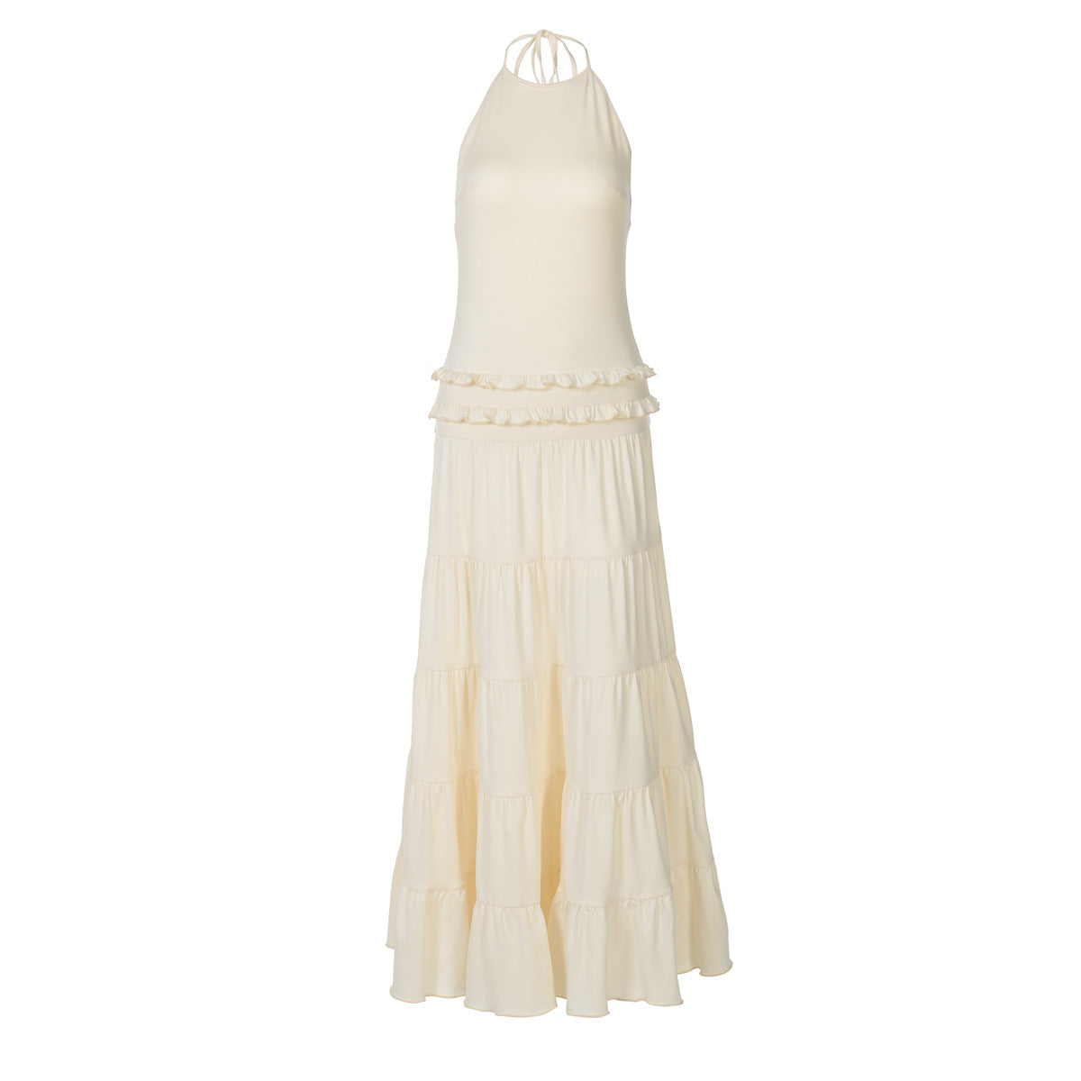 Backless Halter Pleated Dress