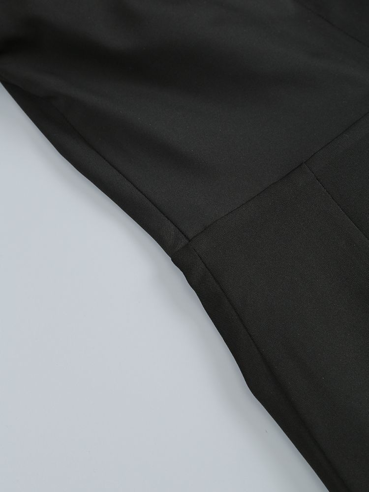 Chic Black Long Sleeve Dress With High Waist Silhouette