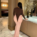 Pink/Brown Women's Mid-length Dress