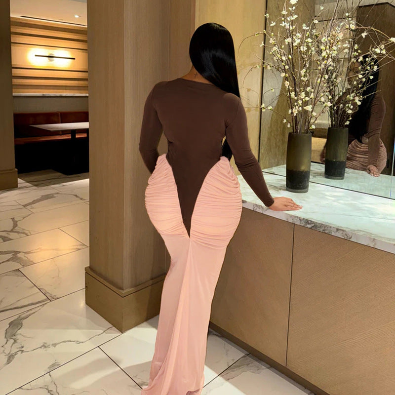 Pink/Brown Women's Mid-length Dress