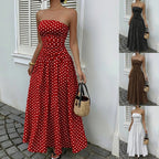 Elegant Polka-dot Off-shoulder High-waist Strapless Dress