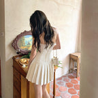 Camisole Dress With High-Waist A-Line Skirt In Fragrant Tea White Apricot Lightweight Polyester