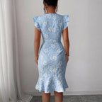 Fresh Embossed Dress With Three Dimensional Pattern Short Silhouette Sweet Knit Look