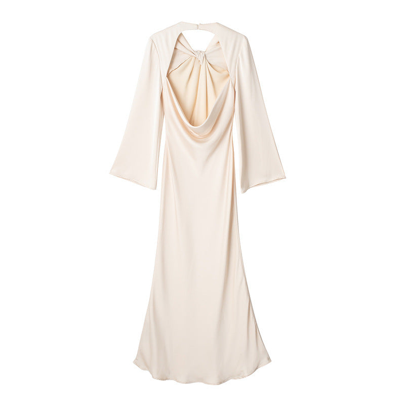 Women's Backless Satin Textured Dress