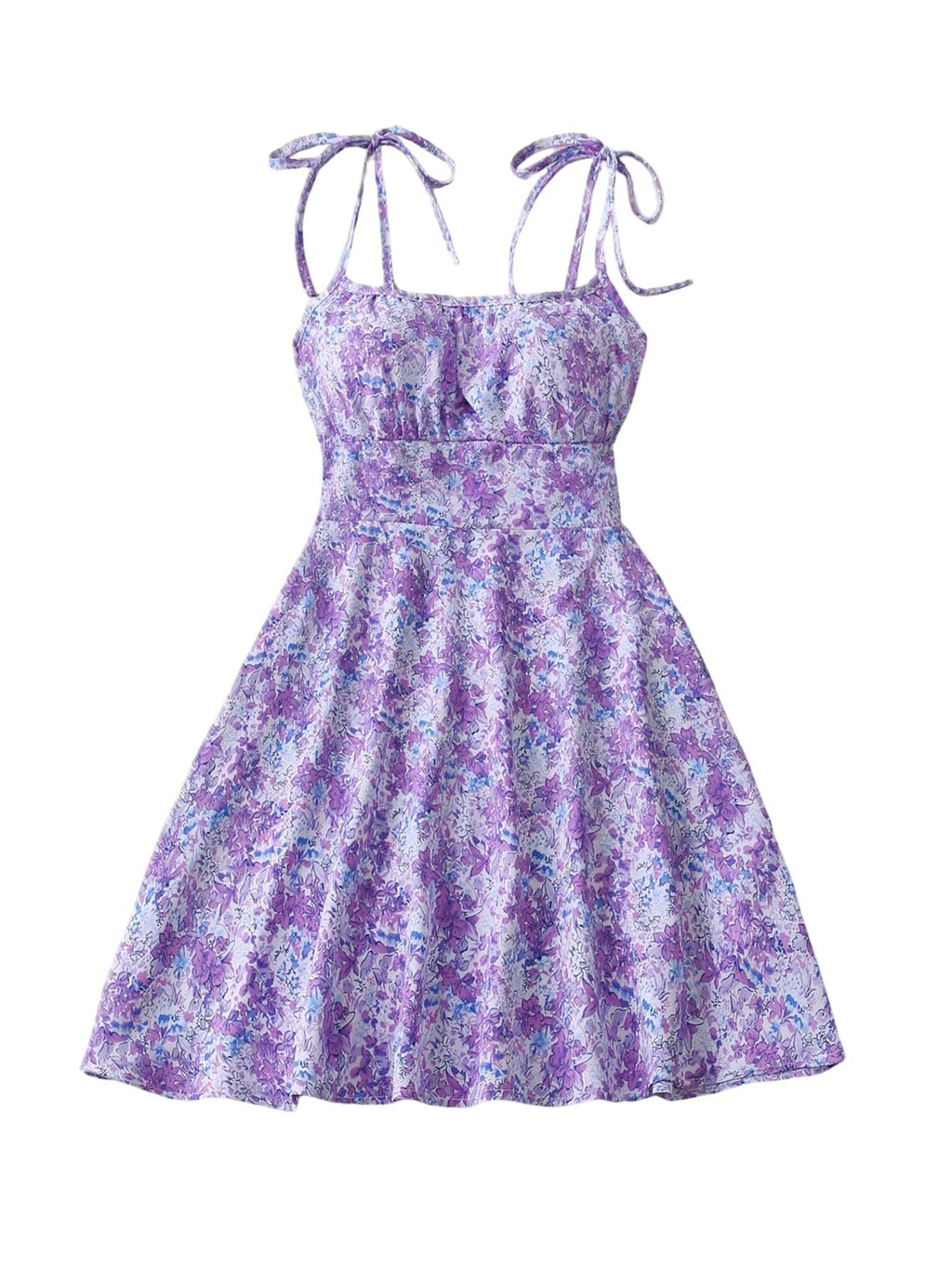 Floral Print Dress Summer Sweet A- Line Waist Trimming Dresses