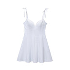 Flowy Bow Suspenders Dress In Fresh Pastels Lightweight Polyester