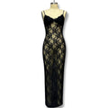 Lace Slim Dress With High Waist Sleeveless Black