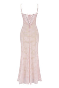 Sexy Flowers Slim Back Lace-up Long Dress