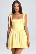 Chic Backless Bow Tie Strap Dress With High Waist Square Collar