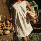 Backless Dress Solid Color Sleeveless Style