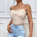 Chic Feather Top With Stitching