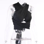 Back Cross Cutout Strap Top With Navel Reveal