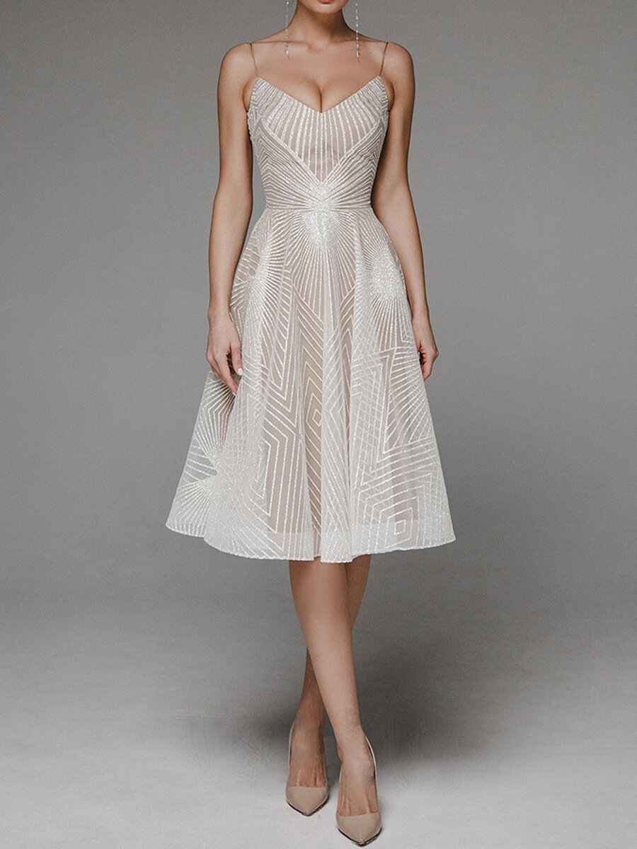 Embroidered Sling Dress Sleeveless