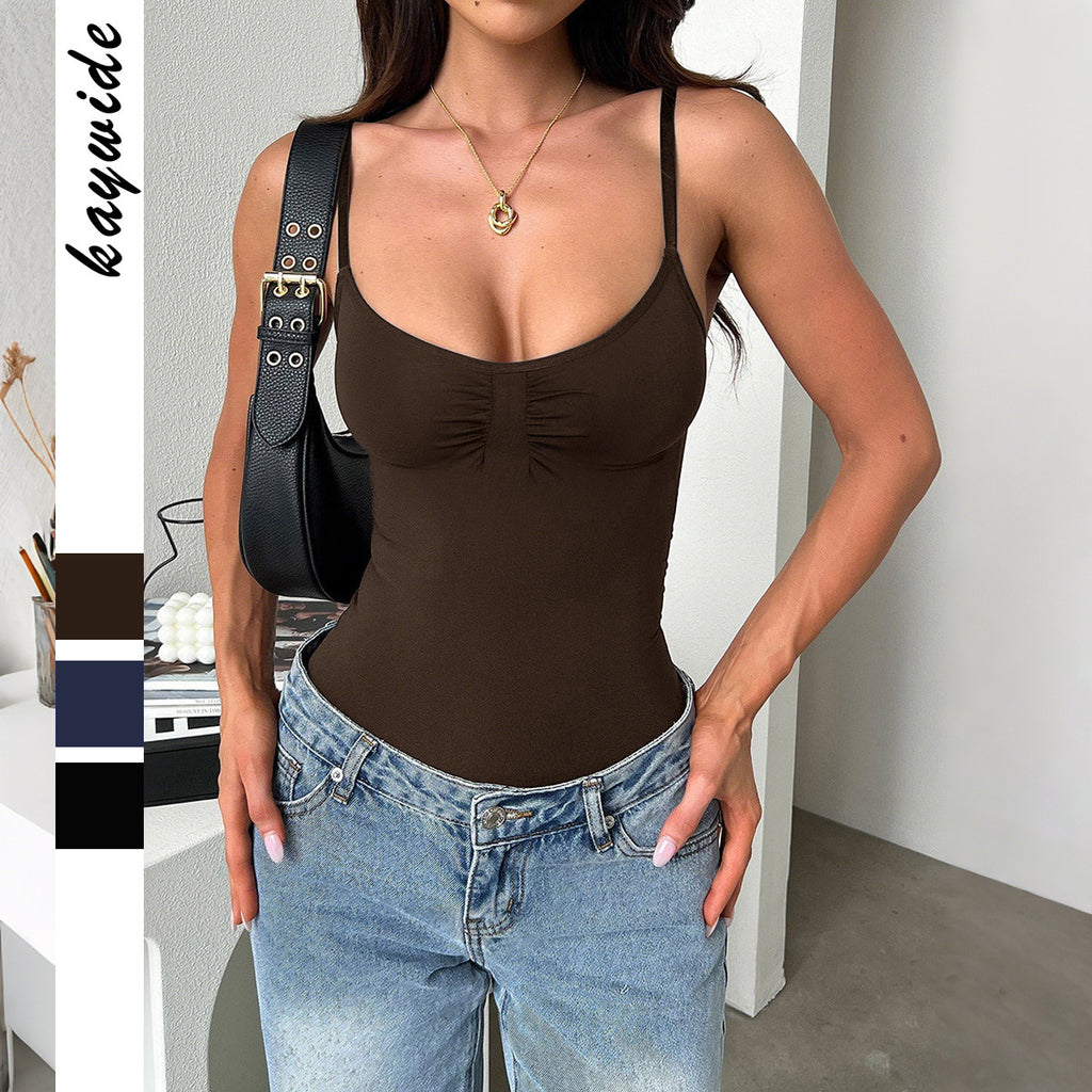 Chic Street Jumpsuit With Sleeveless Camisole Vest And High Waist