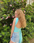 Back Cross Cutout Strap Top With Navel Reveal