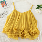 Chiffon Ruffled Loose Top For Women Sweet Lightweight Style With Lotus Leaf Detail