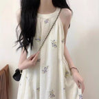 Artistic Retro Sleeveless Halter Sling Dress