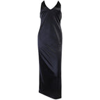 Women's Satin Backless Maxi Party Dress V-Neck Split