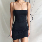 Sleeveless A-Line Dress With Half Open Collar And Stitch Detailing
