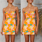 Floral Print Summer Dress With A Line Skirt Slotted Collar Regular Sleeves