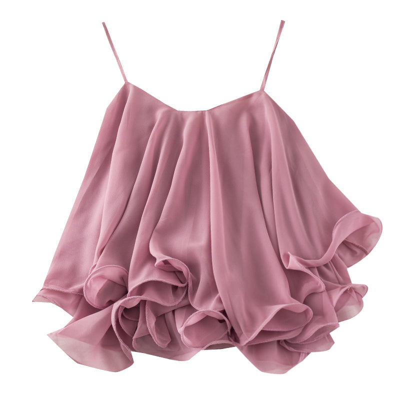 Chiffon Ruffled Loose Top For Women Sweet Lightweight Style With Lotus Leaf Detail