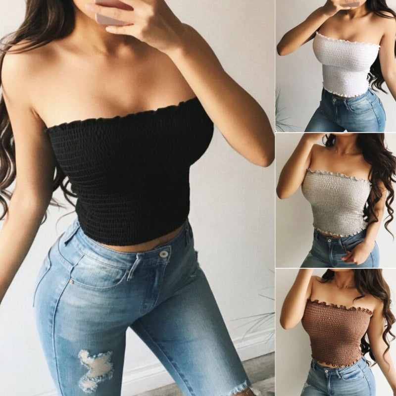Sexy Crop Top Round Neck Sleeveless
