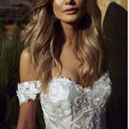 Off The Shoulder Lace A-Line Wedding Dress with Appliques
