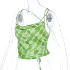 Vibrant Tie Dye Halter Sleeveless Top In Luxurious Milk Silk