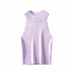Knit Chic Ribbed High Neck Crop Tank Top