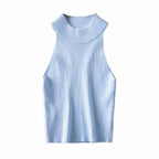 Knit Chic Ribbed High Neck Crop Tank Top