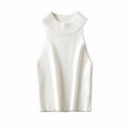 Knit Chic Ribbed High Neck Crop Tank Top