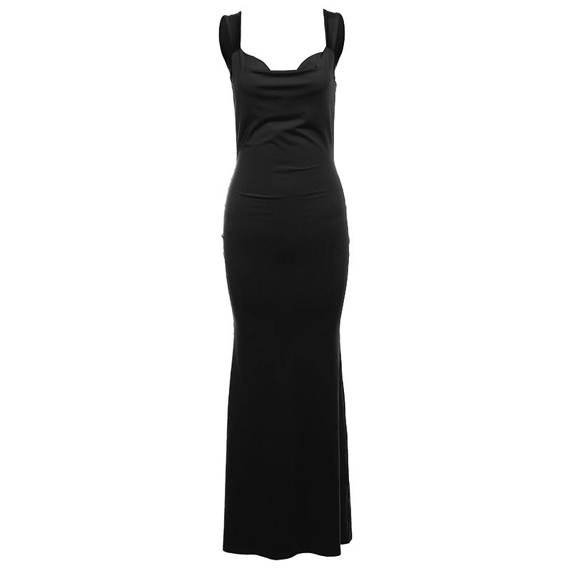 Chic Bow Backless Suspenders Sheath Dress With High Waist