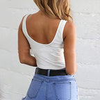 Chic Ribbed Crop Vest Top With Button Embellishments Slim Fit And Versatile Layering