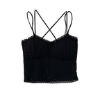 Delicate Lace Tube Top With Hollow Cutout Built In Bra Pad