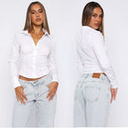 Chic White Cardigan With Slim Fit And Three Quarter Sleeves Cotton Blend