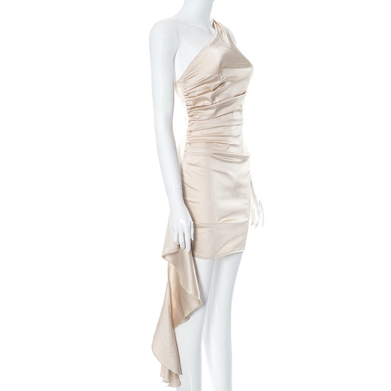 One-shoulder Sleeveless Mini Slim Backless Party Dress