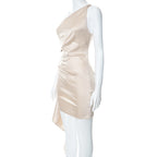 One-shoulder Sleeveless Mini Slim Backless Party Dress