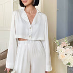 Lux Satin Two Piece Set With Long Sleeves