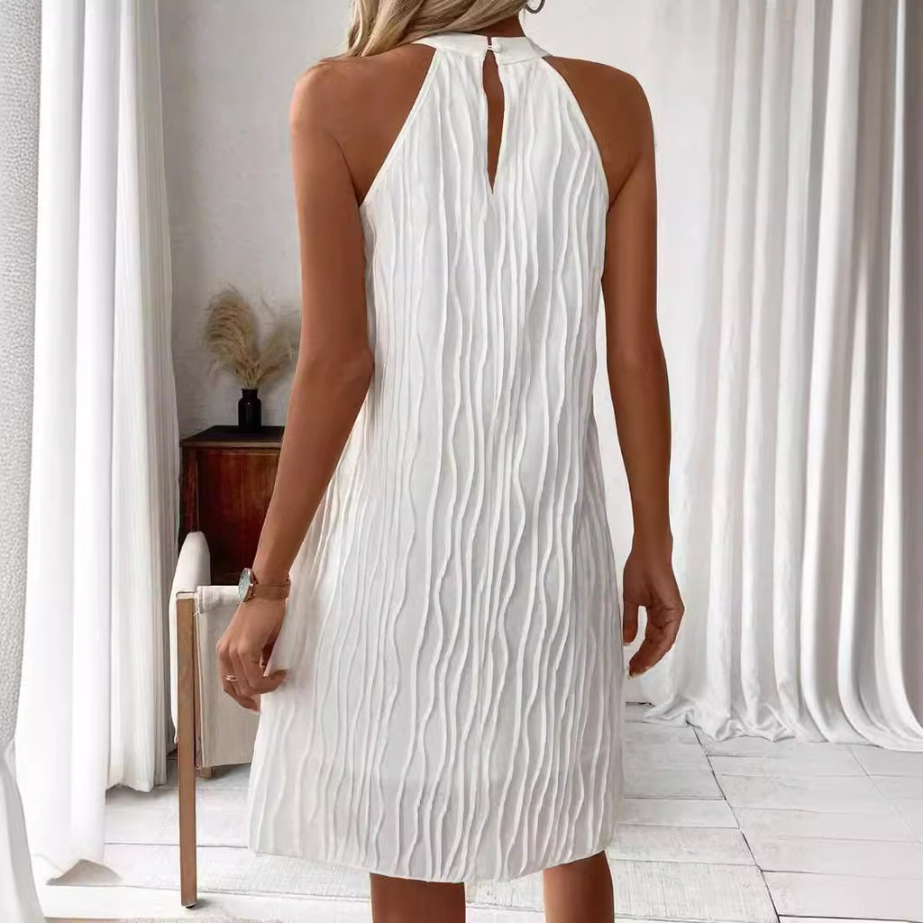 Pure Color Halter Backless Dress for Women