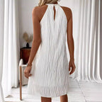 Pure Color Halter Backless Dress for Women