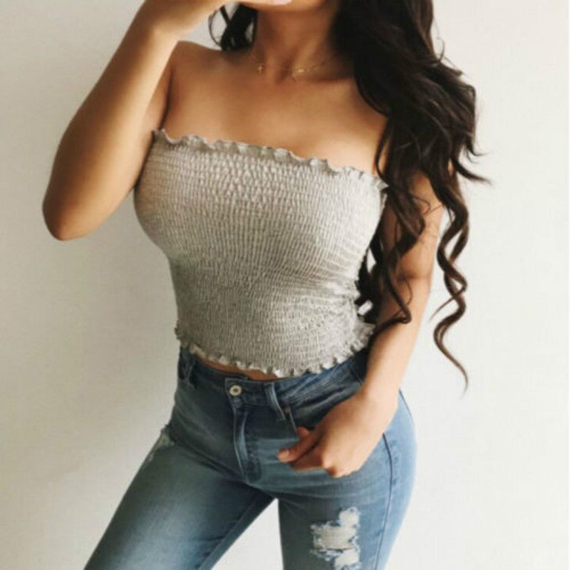 Sexy Crop Top Round Neck Sleeveless